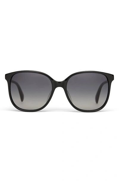 Shop Toms Sandela 55mm Polarized Round Sunglasses In Black/ Grey Polar