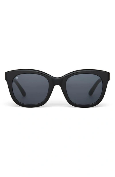 Shop Toms Jacqui 51mm Rectangular Sunglasses In Shiny Black/ Dark Grey