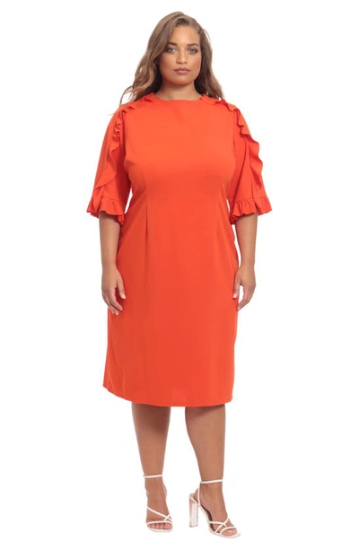 Shop Donna Morgan Ruffle Sheath Dress In Paprika