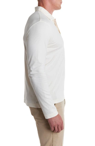 Billy Reid Pensacola Long Sleeve Organic Cotton Pocket Polo In Tinted White