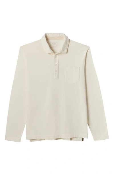 Billy Reid Pensacola Long Sleeve Organic Cotton Pocket Polo In Tinted White