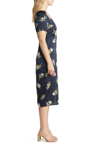 Shop Sam Edelman Tossed Floral Puff Sleeve Sheath Dress In Navy Multi