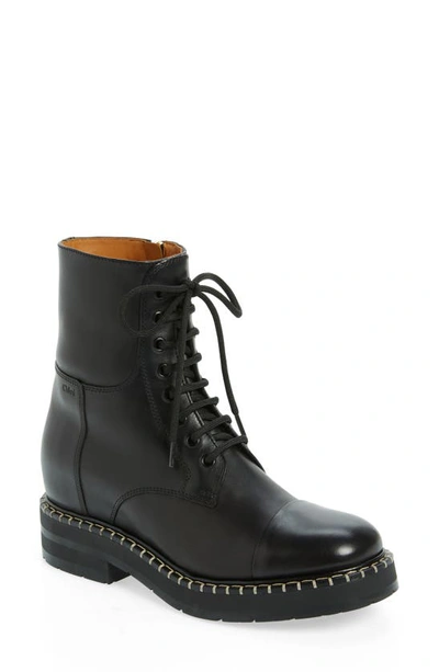 Shop Chloé Noua Combat Boot In Black