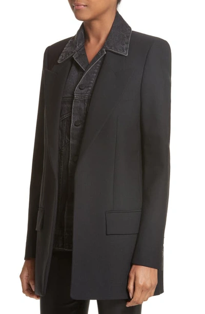 Alexander Wang Denim & Wool Blend Layered Jacket In Black