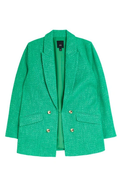 River Island Boucle Fitted Blazer In Green - Part Of A Set In Green