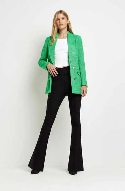 River Island Boucle Fitted Blazer In Green - Part Of A Set In Green