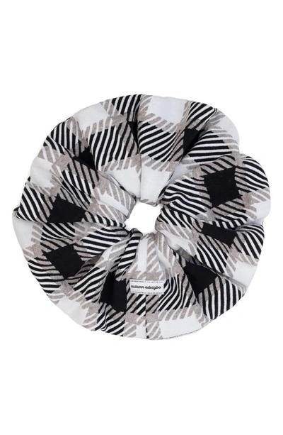 Shop Autumn Adeigbo Beverly Plaid Scrunchie In Black And White Plaid