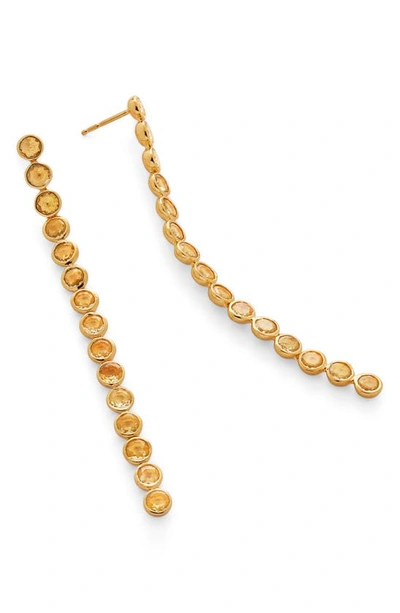Shop Monica Vinader X Kate Young Gemstone Cocktail Drop Earrings In 18ct Metallic Gold