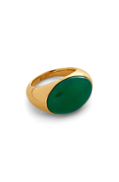 Monica Vinader X Kate Young Onyx Dome Ring In 18ct Metallic Gold