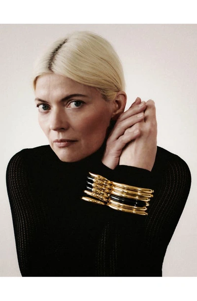 Monica Vinader Gold Kate Young Gemstone Bangle Black Onyx In 18ct Gold Vermeil On Sterling