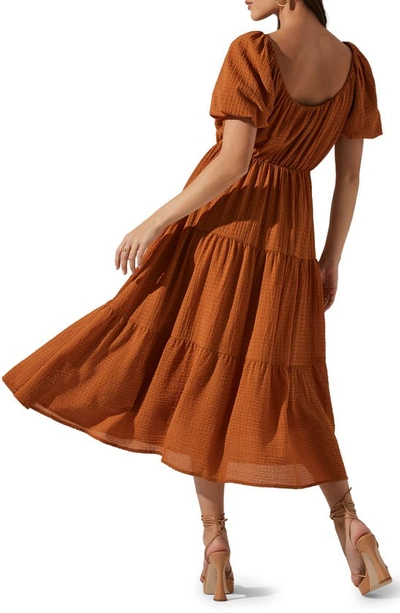 Shop Astr Tiered Short Sleeve Dress In Spice