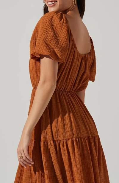 Shop Astr Tiered Short Sleeve Dress In Spice