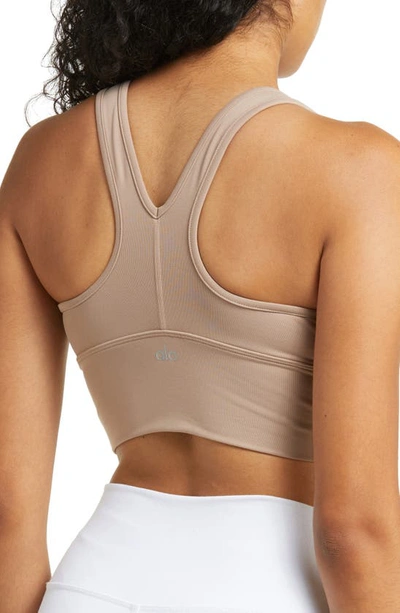 Shop Alo Yoga Wild Thing Racerback Bra In Taupe