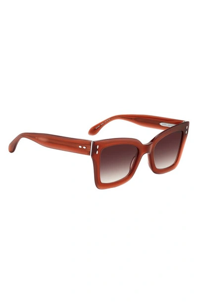 Shop Isabel Marant 52mm Flared Rectangular Sunglasses In Red / Burgundy Shaded