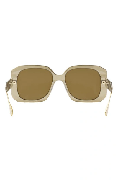 Shop Fendi The Graphy 55mm Geometric Sunglasses In Shiny Beige / Brown