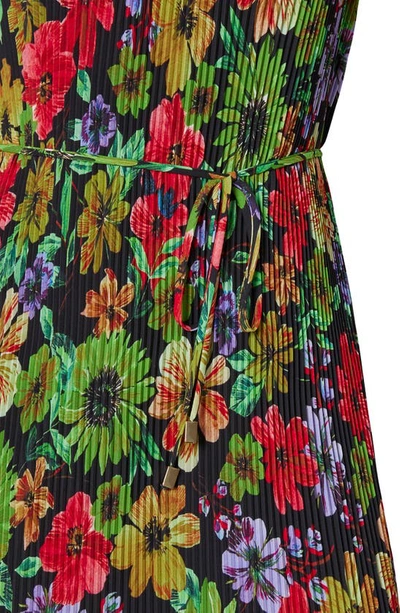 Shop Milly Melina Wildflower Garden Micropleat Dress In Black Multi
