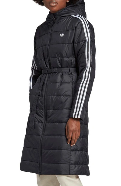 Adidas Originals Slim Quilted Hooded Coat In Black | ModeSens