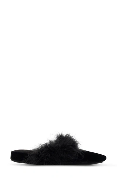 Patricia Green Party Feather Velvet Slipper In Black