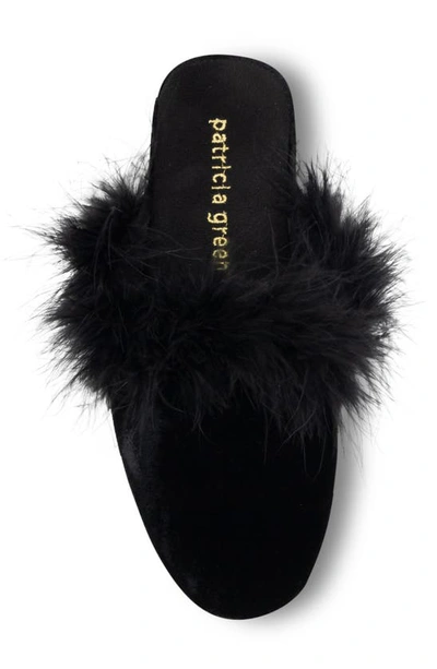 Patricia Green Party Feather Velvet Slipper In Black
