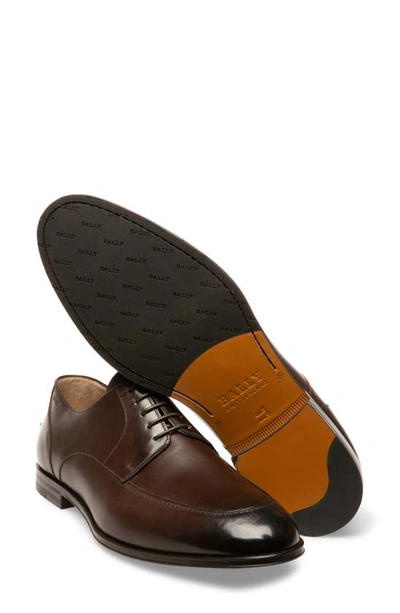 Shop Bally Wedmer Apron Toe Derby In Coffee Leather