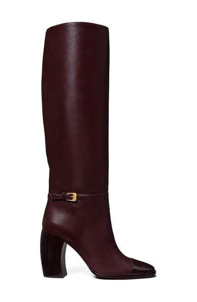 Tory Burch Banana Block Heel Tall Boot In Plum | ModeSens