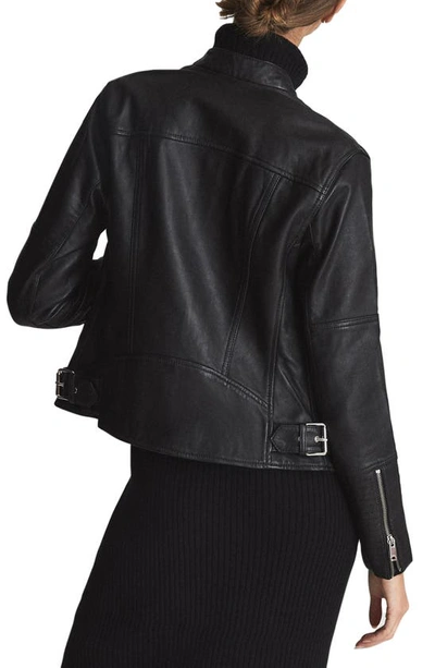 Shop Reiss Tallis Leather Biker Jacket In Black