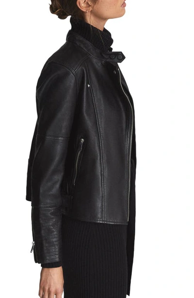 Shop Reiss Tallis Leather Biker Jacket In Black