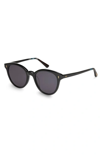 Shop Toms Aaryn 50mm Round Sunglasses In Shiny Black/ Dark Grey