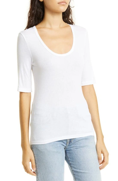 Shop Agolde Kate Rib Knit Tee In White
