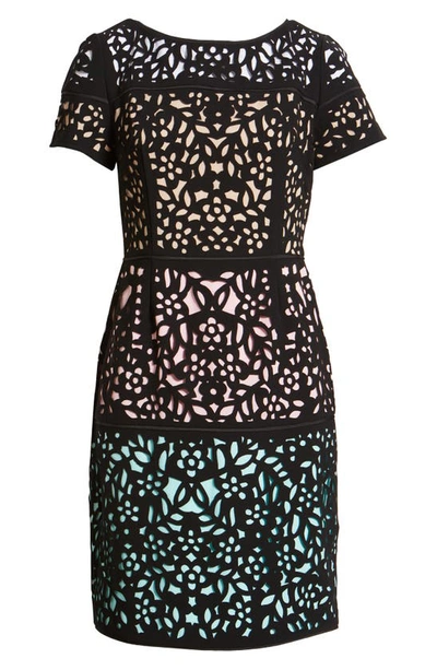 Shop Shani Lace Colorblock Sheath Dress In Black/ Nude/ Pink/ Mint