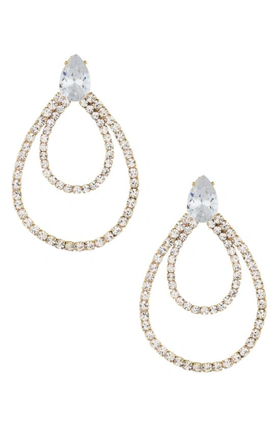 Shop Ettika Layered Crystal Frontal Hoop Earrings In Gold