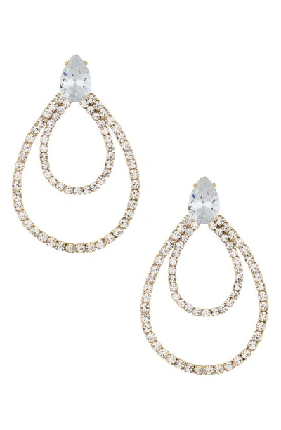 Ettika Layered Crystal Frontal Hoop Earrings In Gold
