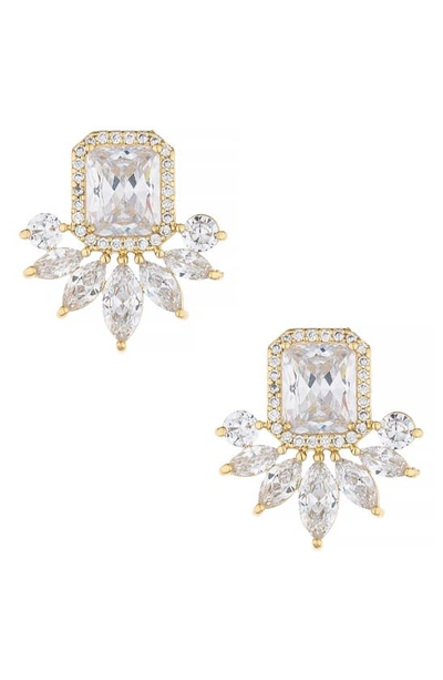 Shop Ettika Crystal Stud Earrings In Gold