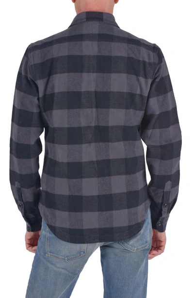 Shop Kato The Anvil Plaid Flannel Shirt Jacket In Black Gray