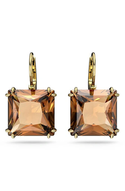 Swarovski Millenia Square Crystal Drop Earrings In Bronze