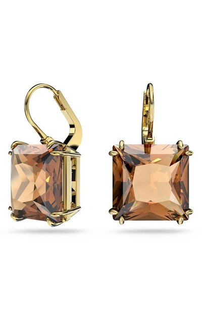 Swarovski Millenia Square Crystal Drop Earrings In Bronze