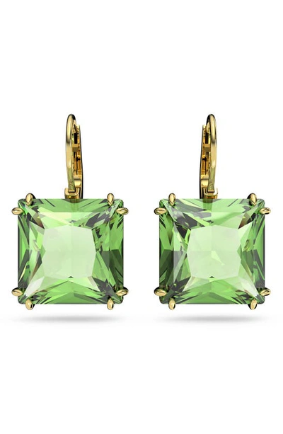 Shop Swarovski Millenia Square Crystal Drop Earrings In Peridot