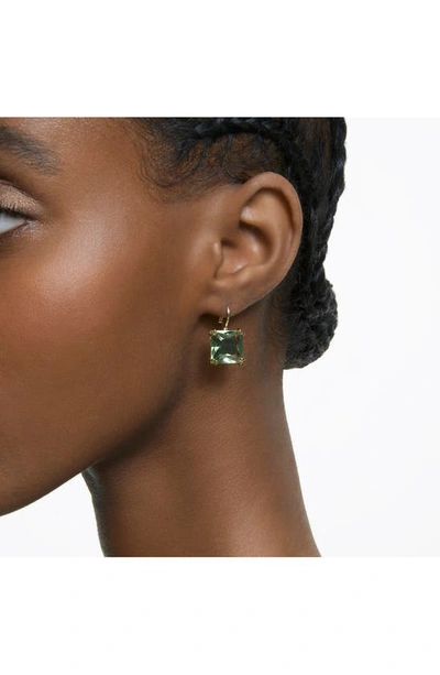 Shop Swarovski Millenia Square Crystal Drop Earrings In Peridot