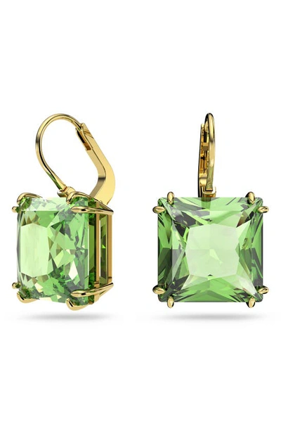 Swarovski Millenia Goldplated Square-cut Crystal Earrings In Peridot