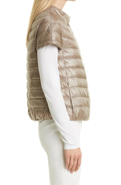 Shop Herno Emilia Cap Sleeve Quilted Down Jacket In Taupe