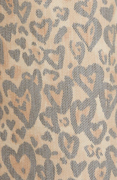 Shop Area Heart Leopard Print Crystal Trim Denim Trench Coat In Brown Multi