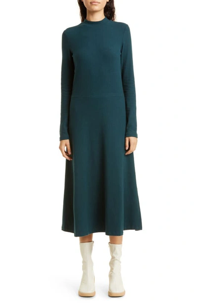 Shop Vince Mock Neck Long Sleeve A-line Dress In Azure Onyx