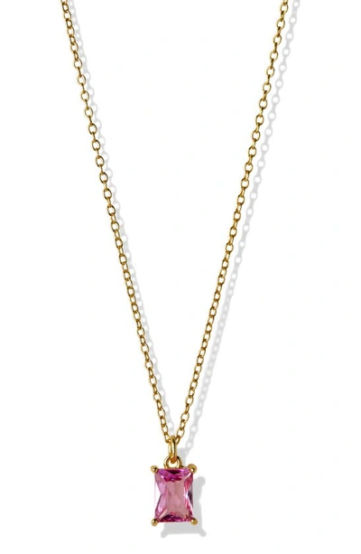 Argento Vivo Birthstone Pendant Necklace In October/ Pink