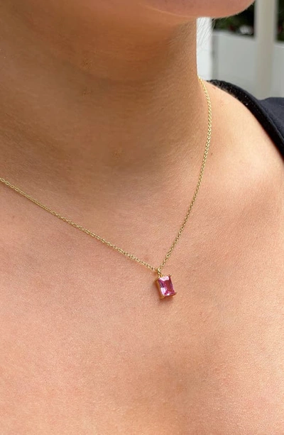 Shop Argento Vivo Sterling Silver Birthstone Pendant Necklace In October/ Pink