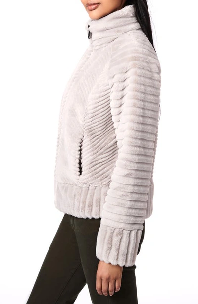 Shop Bernardo Textured Faux Fur Jacket In Powder Grey