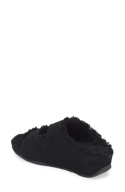 Shop Fitflop Shuv Genuine Shearling Lined Sandal In All Black