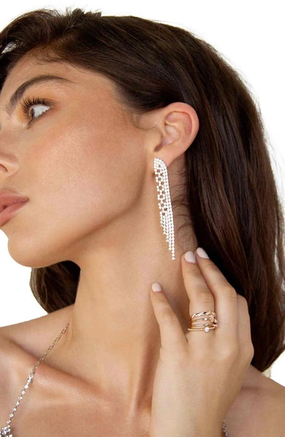 Shop Ettika Champagne Nights Crystal Fringe Drop Earrings In Silver