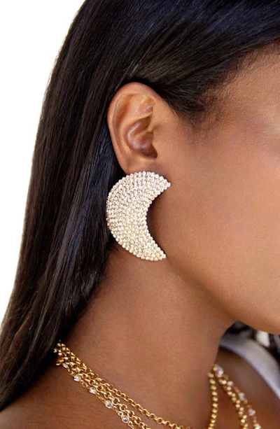 Ettika Crystal Crescent Moon Drop Earrings In Gold