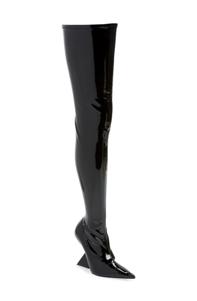 Shop Attico Cheope Stretch Over The Knee Boot In Black