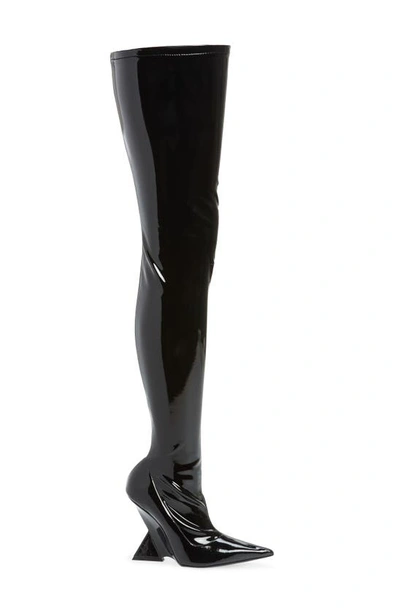 Shop Attico Cheope Stretch Over The Knee Boot In Black
